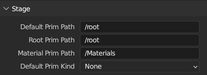 Blender export menu for stage options