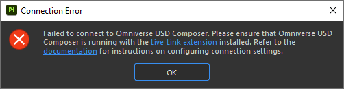 The Connection error Dialog