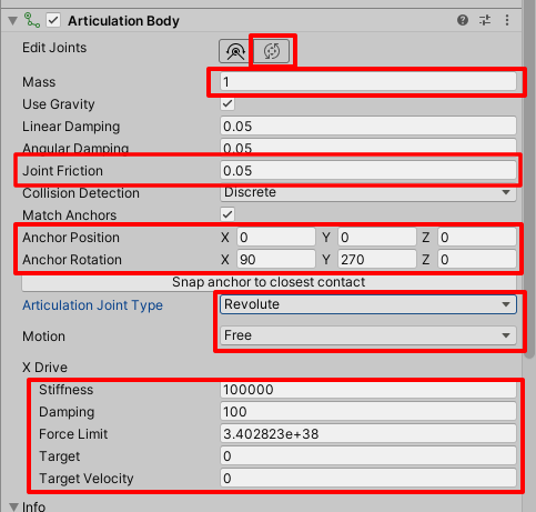 Parameters used in Articulation.