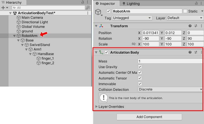 Set the root of Articulation.