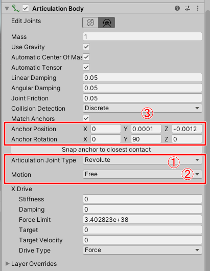 Specify Revolute in "Articulation Joint Type".