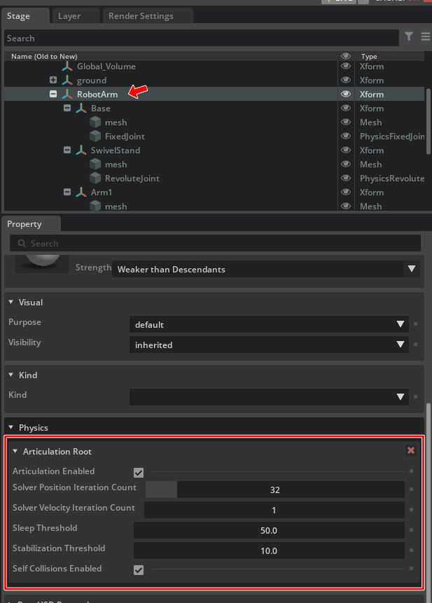 Physics - Articulation Root.