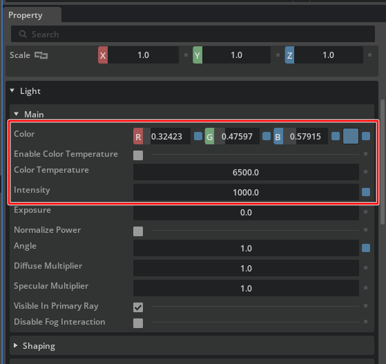 Light main parameters.