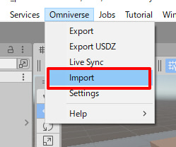 Import menu.