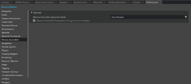 Metrics Assembler Preferences Panel