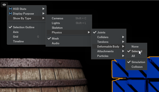 Deformable-body debug visualization