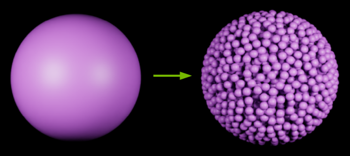 Particle sampler - Sphere Mesh to resulting sphere-shaped particle set