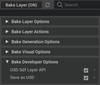 Bake Developer Options
