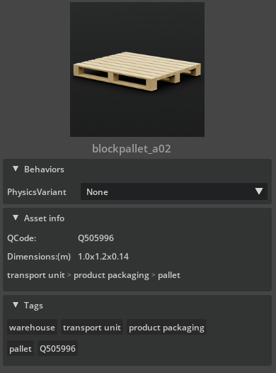 SimReady Asset Details Panel