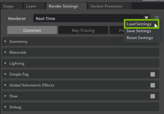 The Load Settings button.