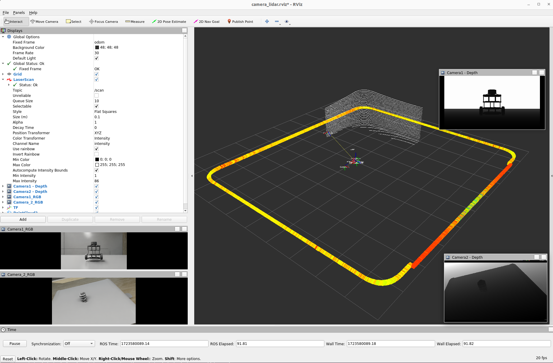 Camera Lidar sensors in RViz