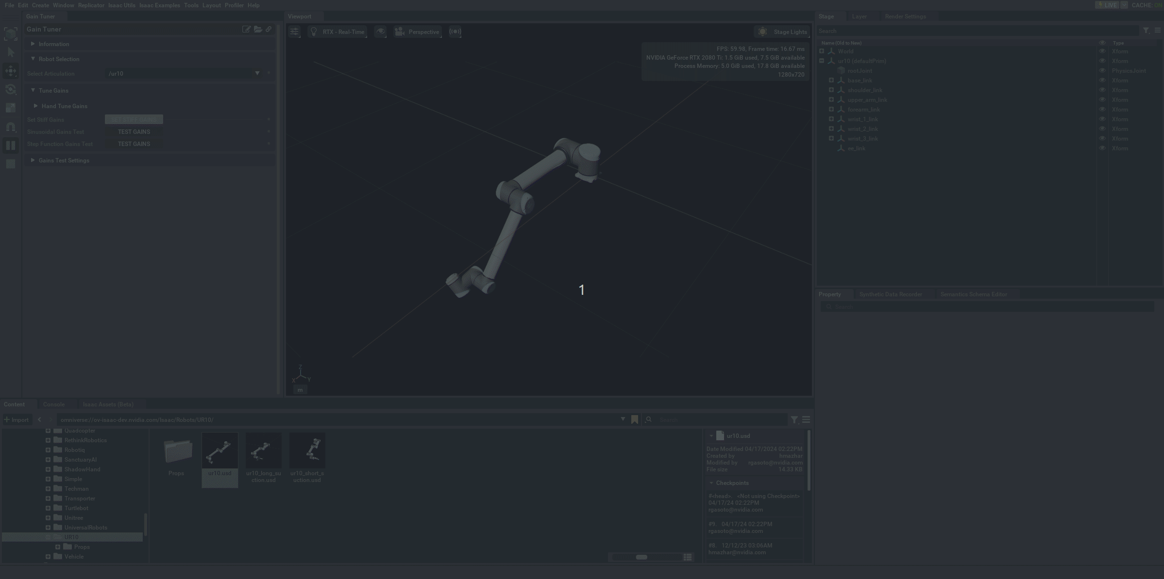 Step Function Test with Stiff Gains