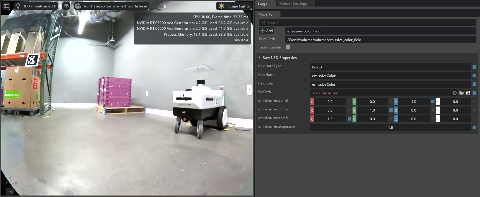 The same NuRec volume exposed up 1 stop using the exposure attribute