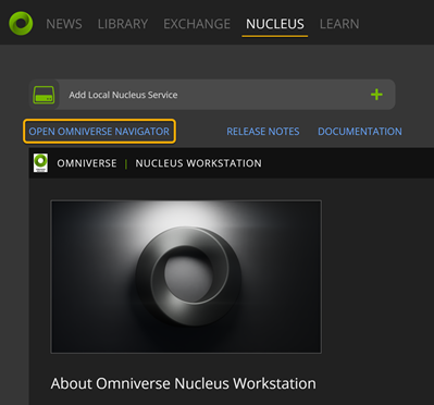 Omniverse Nucleus Tab