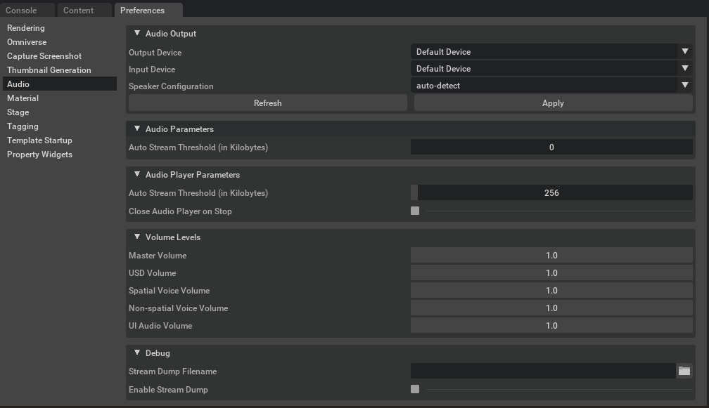 Audio Application Preferences.