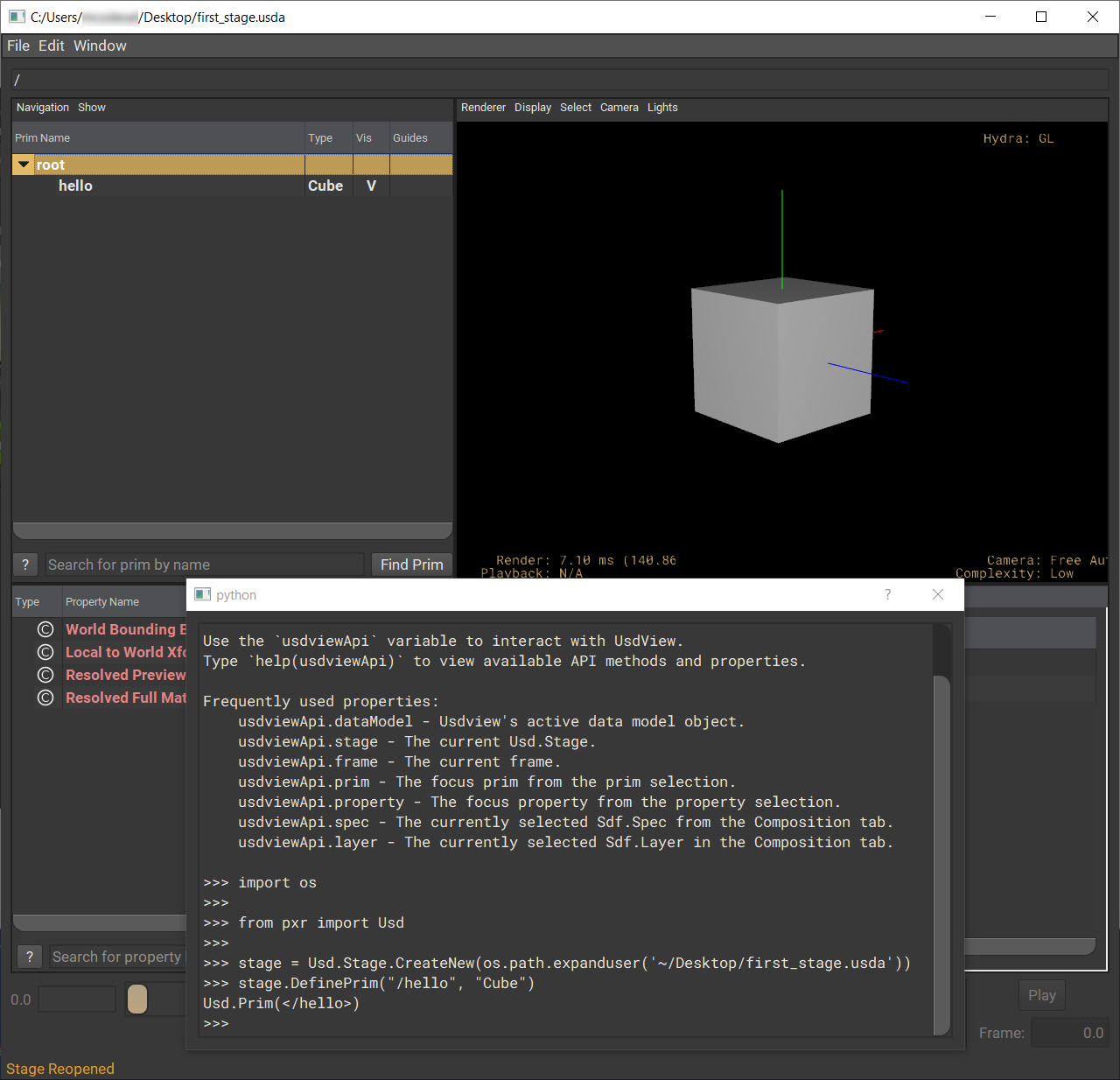 USDView Define Cube